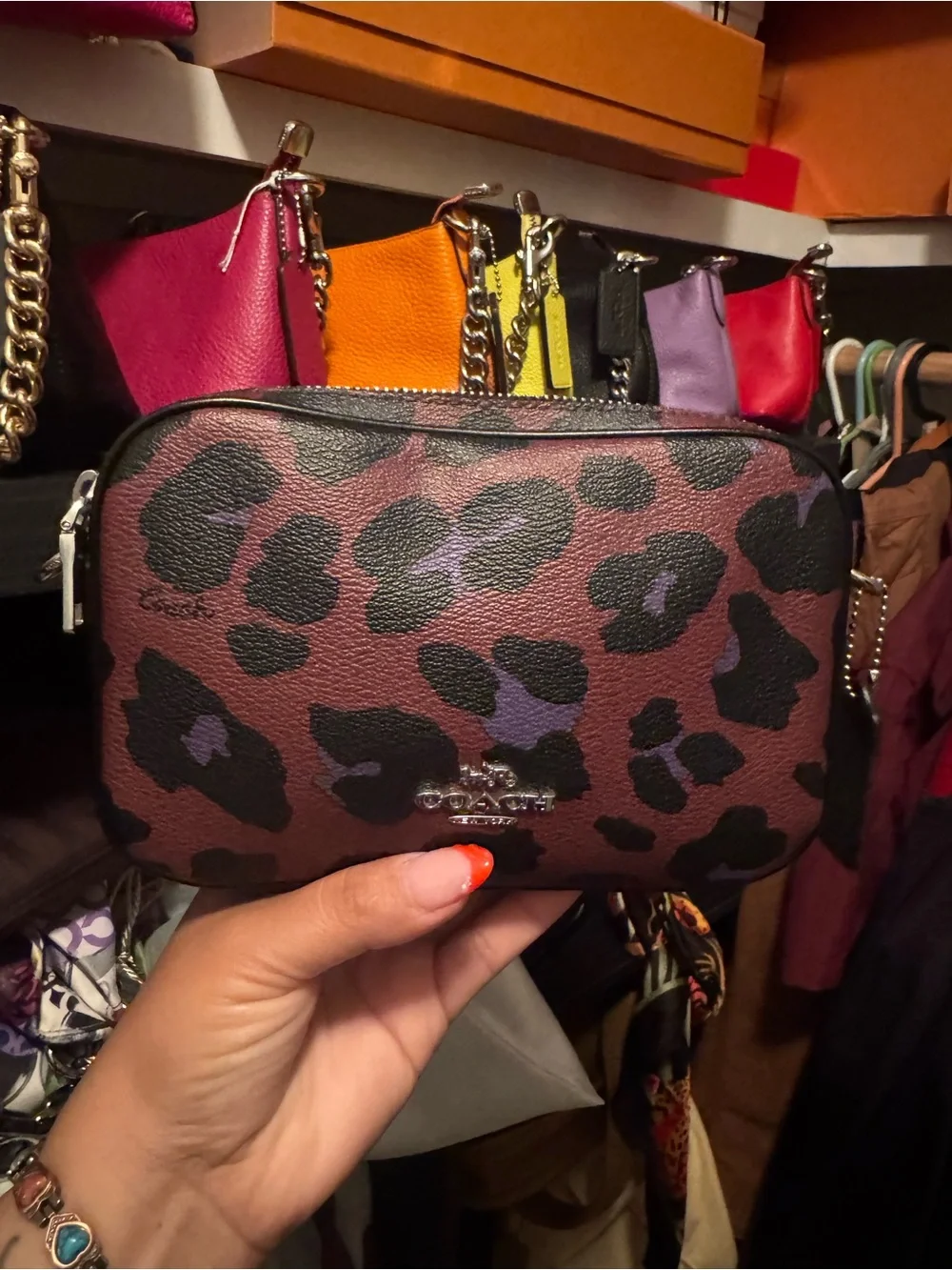 Coach Brown Leopard Print Crossbody Bag